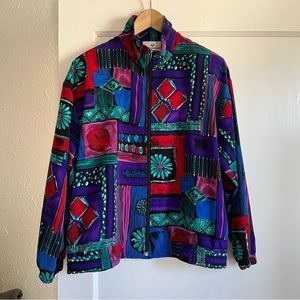Amazing Colorful Printed Vintage Zipped Jacket Erin London S/M